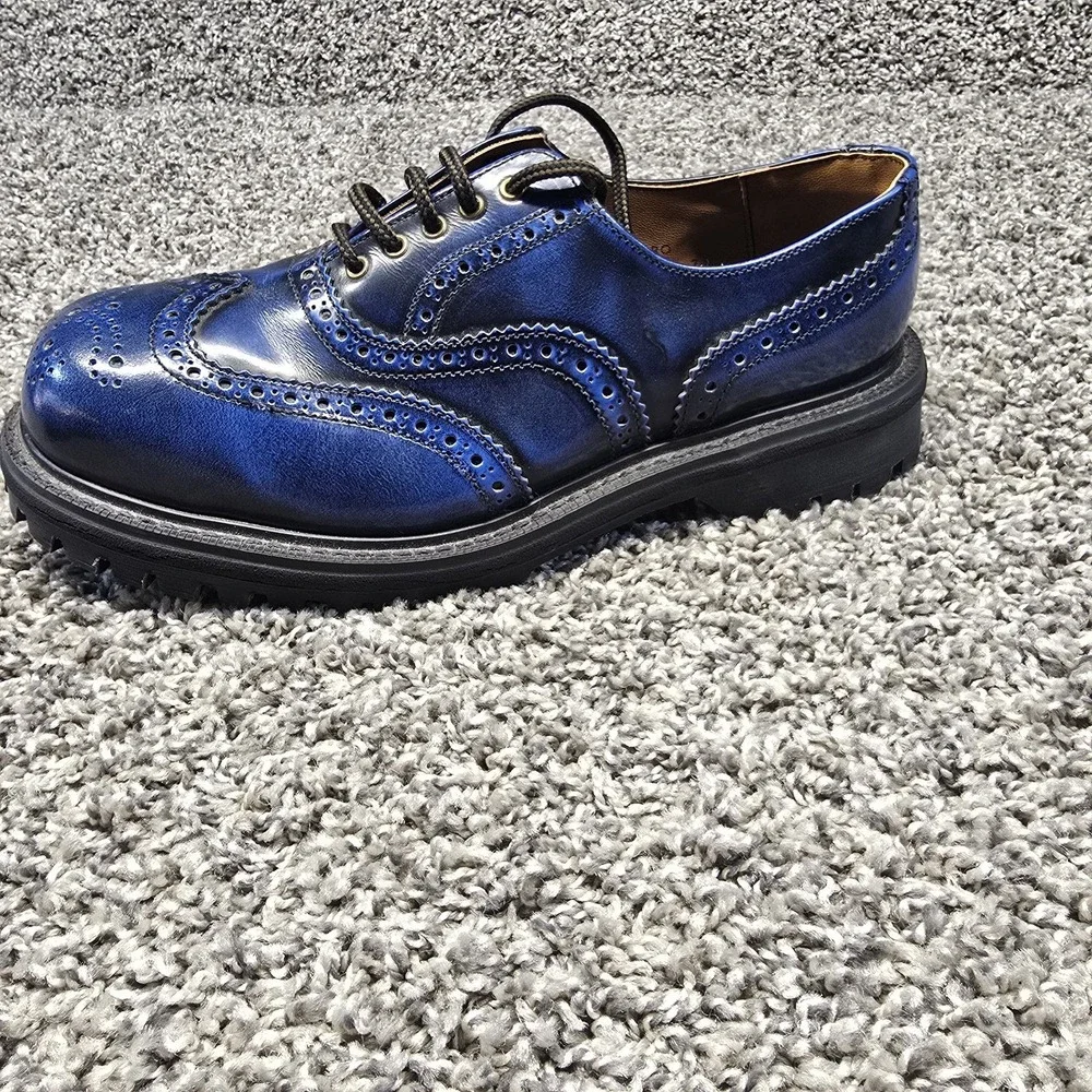 Gladiator England wingtip brogue shoes Uk‎ 7/US 7.5M-9W 90s Grunge Navy Blue